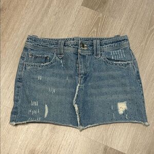 Vintage SO So Real So Right Distressed and Embellished Mini Skirt